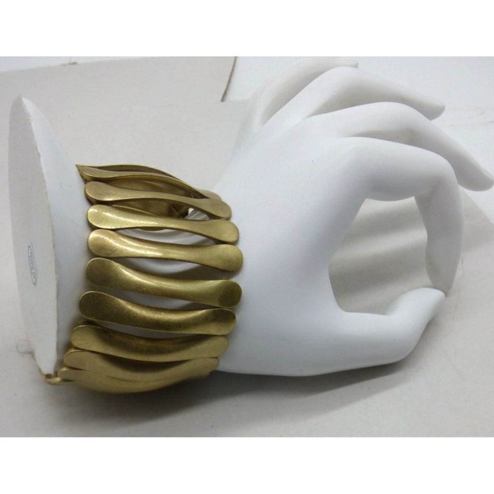 Women’s Brass Colored Fishbone Bracelet, 1-6/8” width